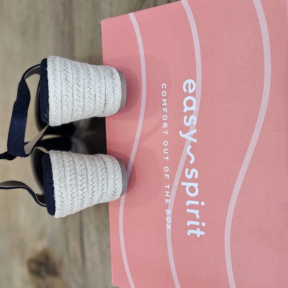 Easy Spirit Navy Canvas Slingback Espadrille Wedge